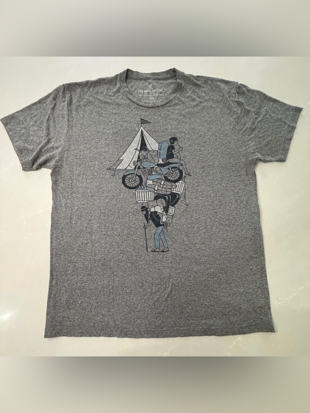 Roark Revival Gray Graphic Tee Motorcycle Camping Backpacking Shirt, XL